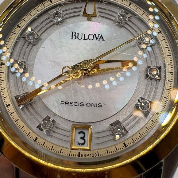 Bulova Precisionist 98P129 Women's Watch - Two-Tone Diamond & Mother of Pearl - Picture 3 of 6